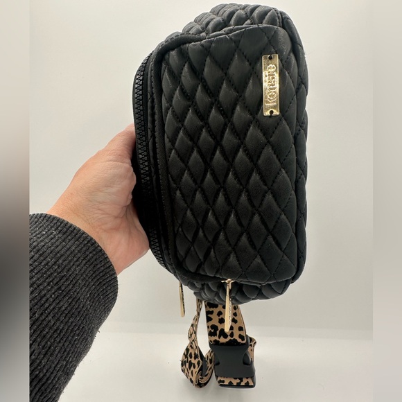Kensie Black Quilted Fanny Pack w/ Leopard Strap – EUC ♥️ - Picture 7 of 17